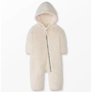 NWT HannaAndersson Baby Zip One Piece In Marshmallow, White(Light Oat), 6-12 mos